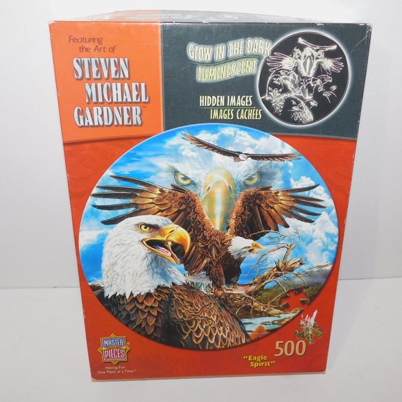 Master Pieces Steven Michael Gardner Eagle Spirit Glow in the Dark Puzzle - Picture 3 of 12